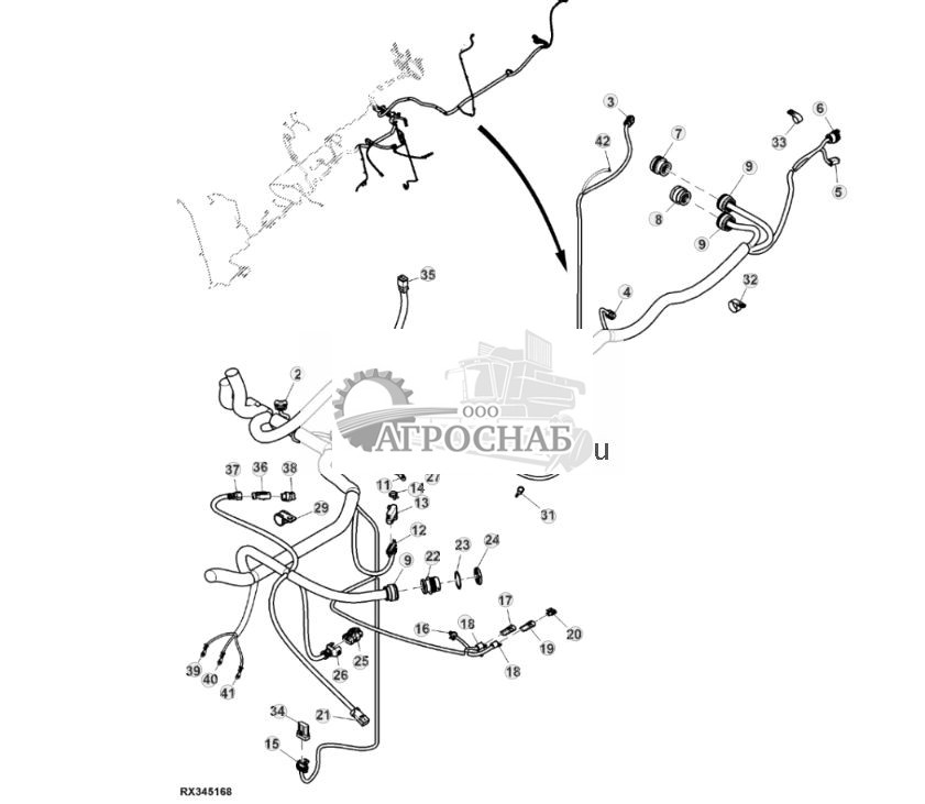 Жгут проводов шасси, с системой ActiveCommand Steering™ (ACS™) и резервным насосом, 15,0 L, двигатель FT4 (34) ( - 801999) - ST841408 251.jpg